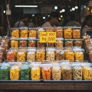 Сушеные фрукты на рынке Тайланда